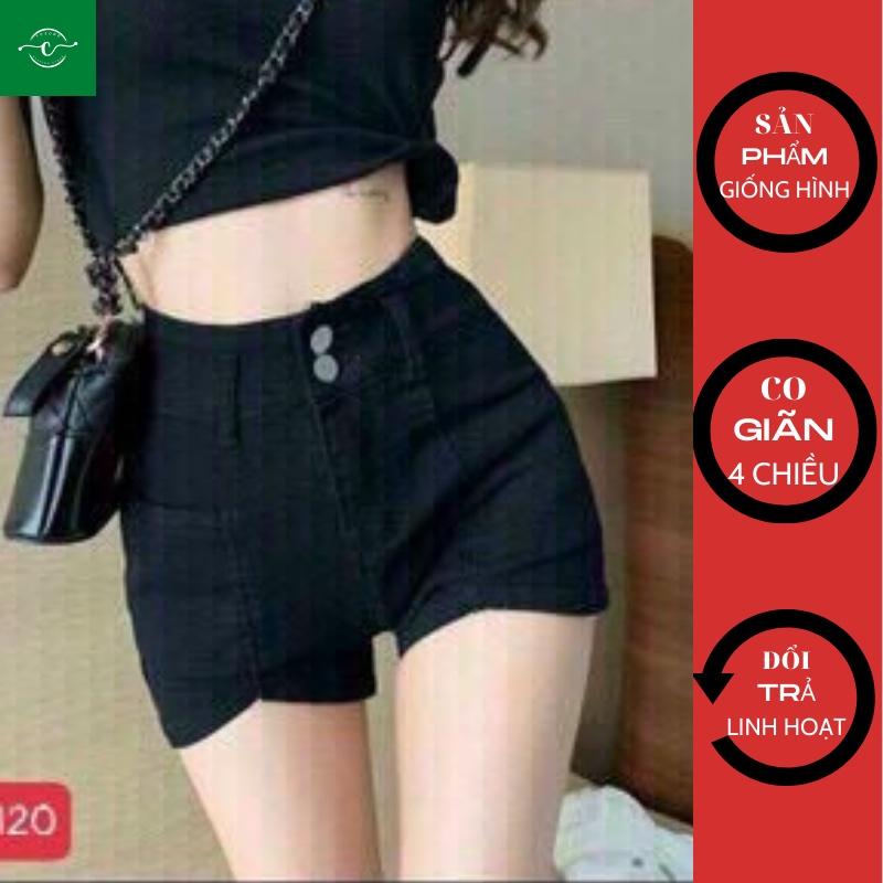 Quần Sọt Jean Nữ Trơn Lưng Cao Lai Cuốn Quần Bò VOZODO 120