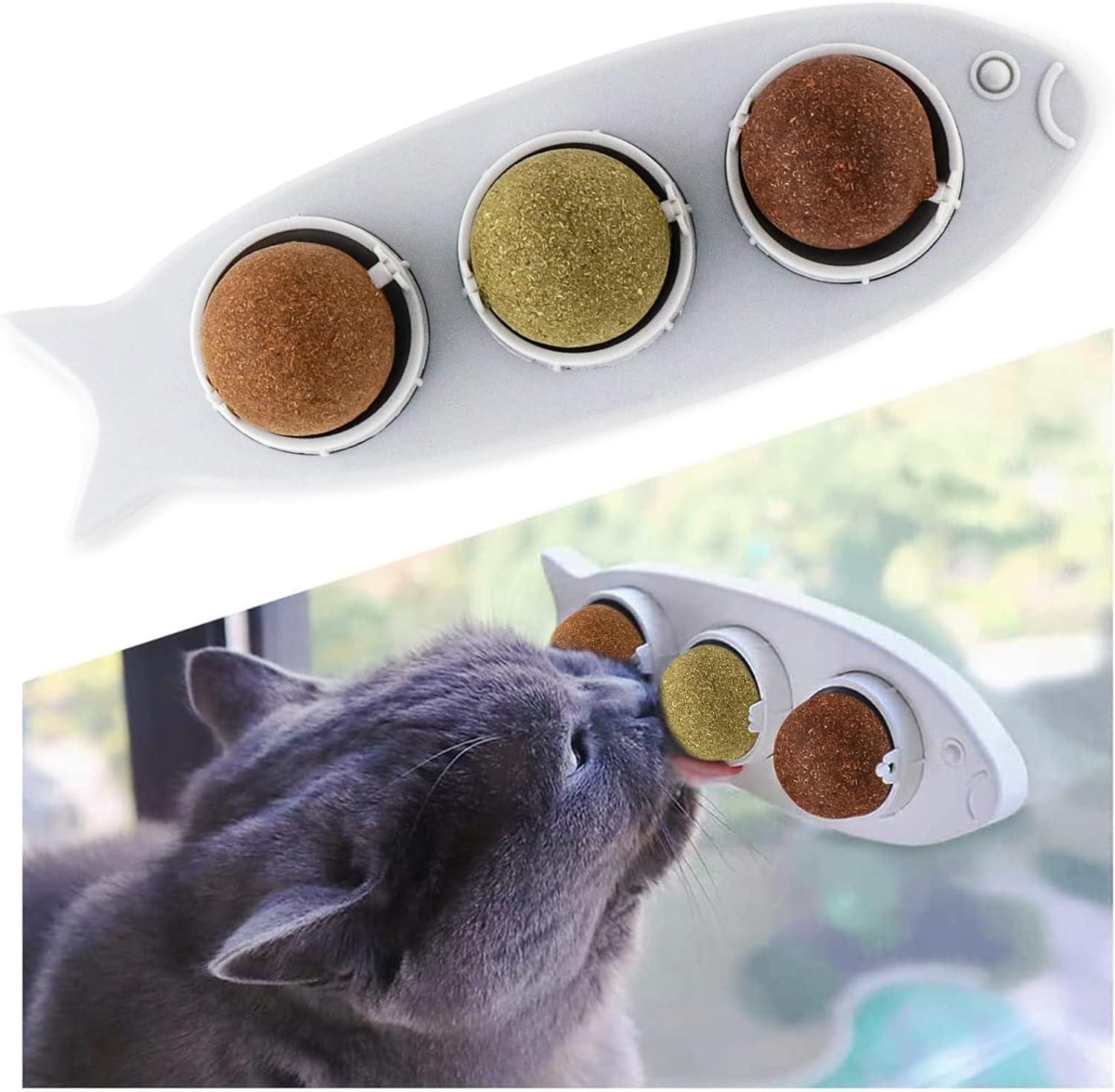 Bóng Catnip 3 trong 1, Bóng Catnip treo tường, Đồ chơi xoay trong nhà cho mèo, Đồ chơi Catnip ăn được cho mèo