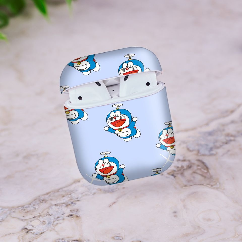 Miếng dán skin chống bẩn cho tai nghe AirPods in hình Doremon - Dor027 (bản không dây 1 và 2)