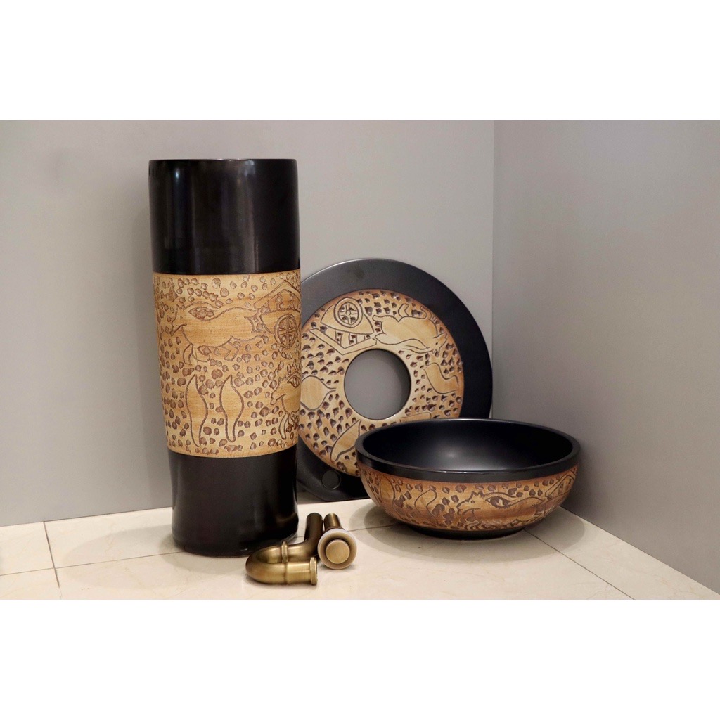 Chậu sứ mỹ thuật - lavabo nghệ thuật chân