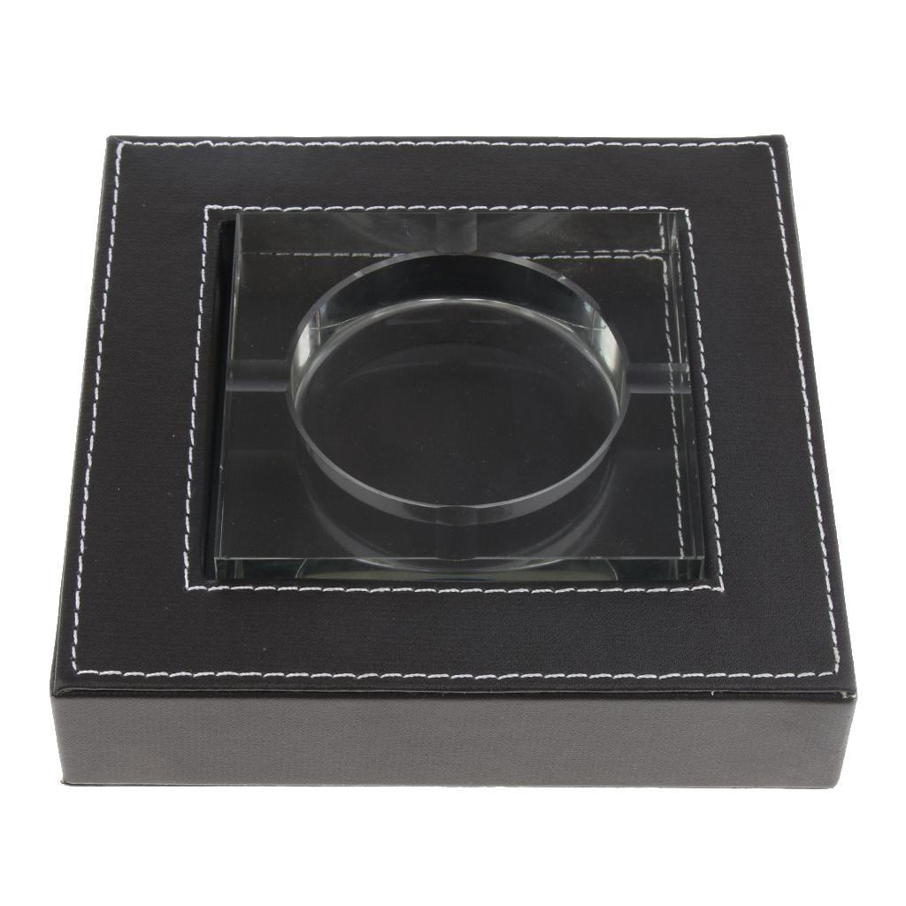 Deluxe Leather Crystal Square Cigarette Cigar Ashtray Home Perfect Gift