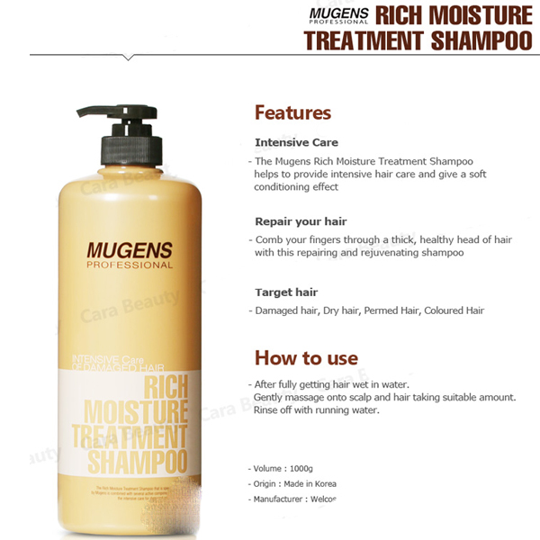 Dầu gội dưỡng chất Mugens Rich Moisture Treatmen Shampoo 1000ml + Móc khóa