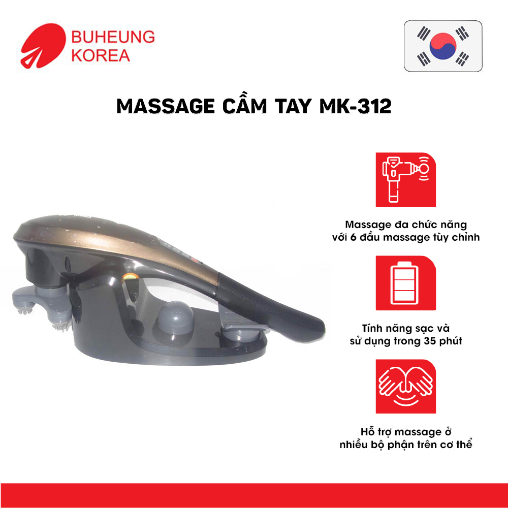 Máy Massage cầm tay Buheung MK-312, 7 cấp độ, 11 đầu massage, bảo hành chính hãng 12 tháng