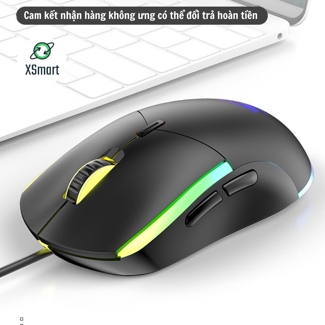 Chuột Máy Tính Có Đèn Led Đổi Màu XSmart V7 Gaming Mouse, Chỉnh DPI, Siêu Bền, Kết Nối Laptop PC, Sử Dụng Quang Học - Hàng Chính Hãng