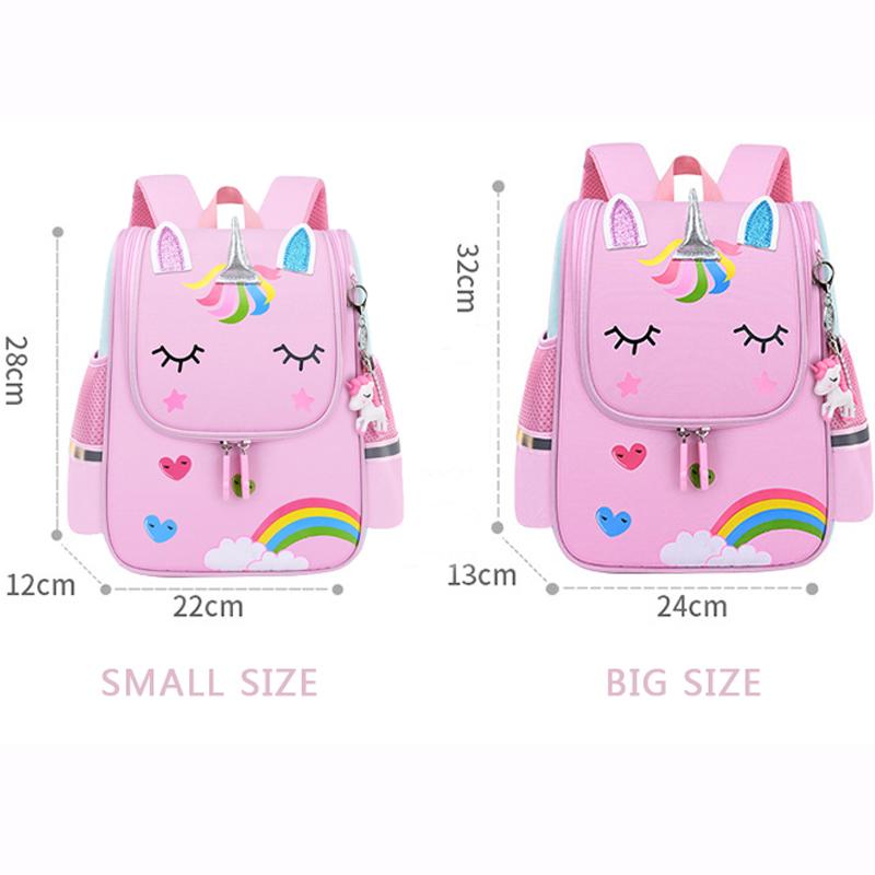 Cô Gái Học Túi Con Hồng Kỳ Lân Nylon In Hình Ba Lô Học Sinh Mẫu Nữ Dễ Thương Trẻ Em Schoolbag Chống Nước Kid