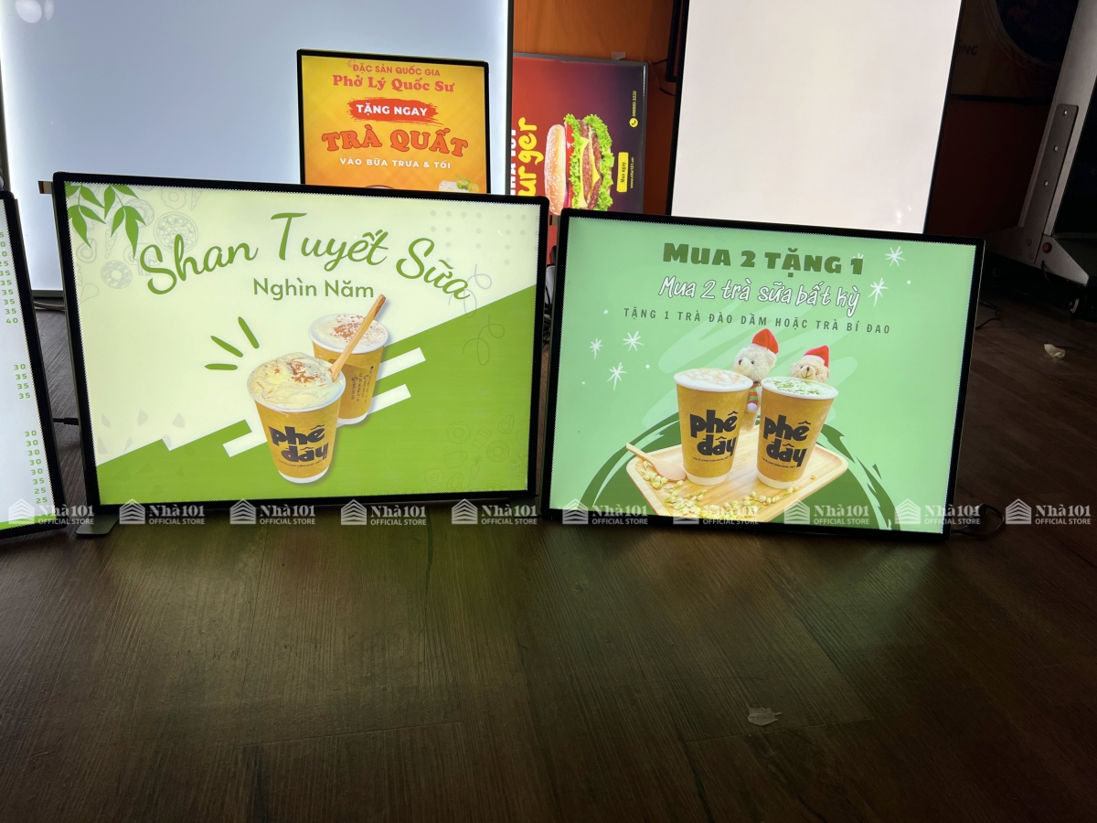 Bảng LED quảng cáo siêu mỏng mặt kính cường lực, menu LED siêu mỏng