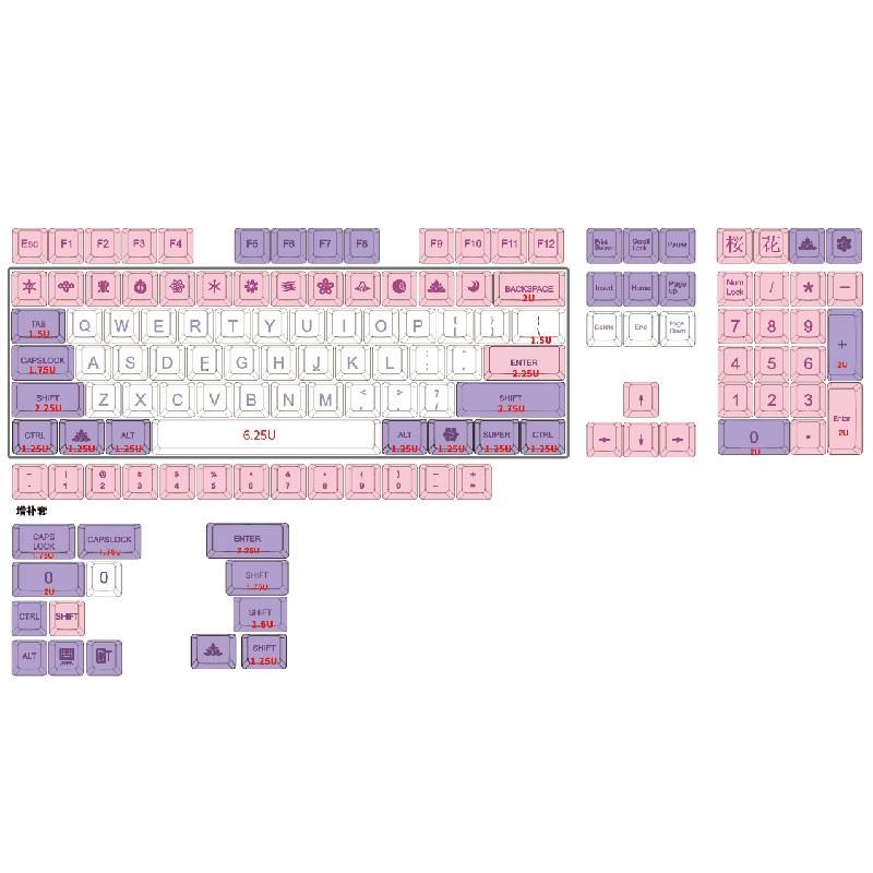 Keycap XDA Hana Thick PBT Dyesub Bộ Nút Cho Bàn Phím Cơ 134 Phím