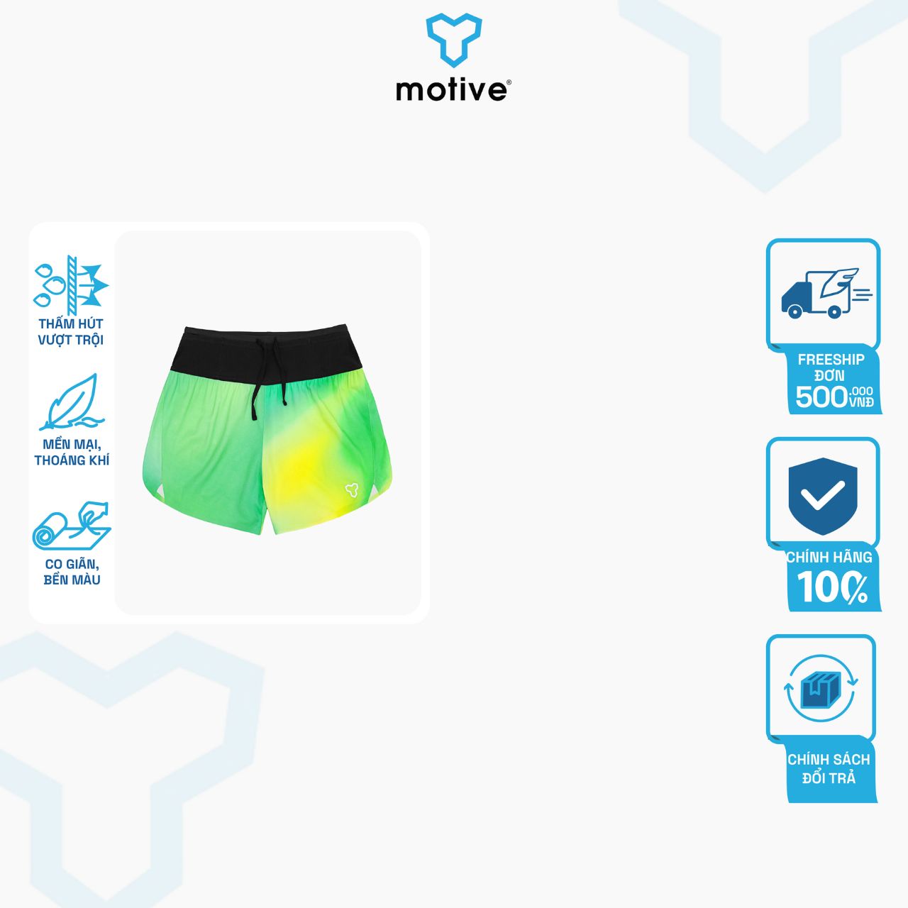 Quần Short Thể Thao Chạy Bộ Nữ Đa Năng MOTIVE WM SHORT BELT - Màu Xanh/Vàng Loang