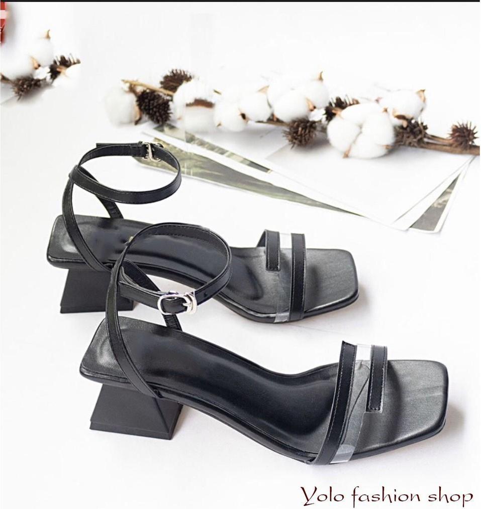 S55_Sandal nữ quai ngang phối mica đế 5cm thời trang cao cấp