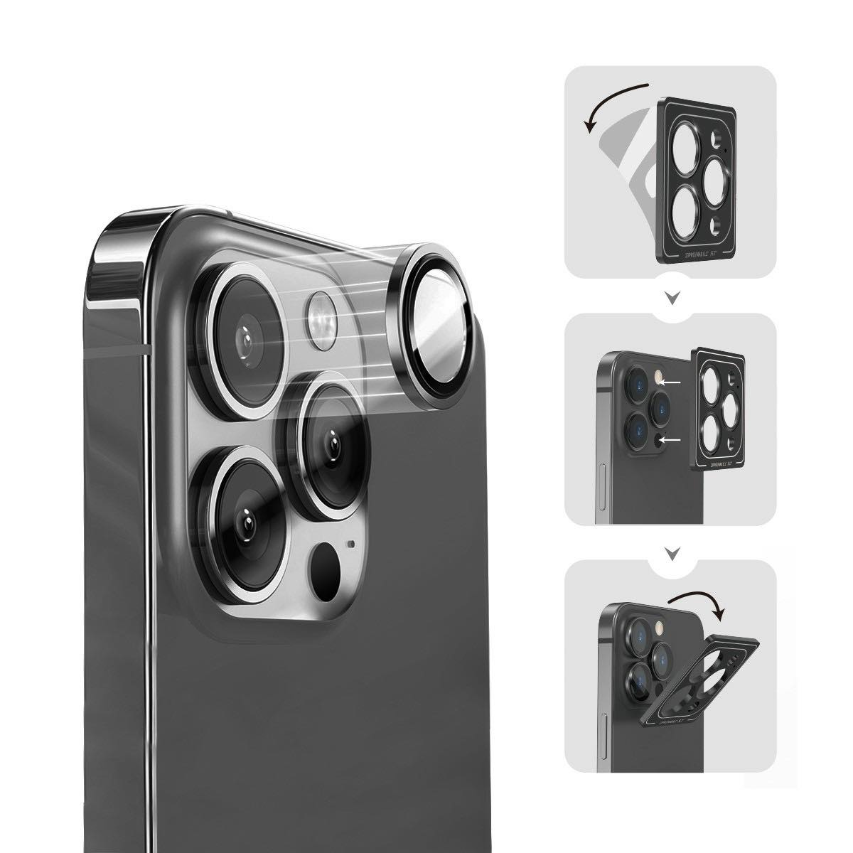 BỘ DÁN Dành Cho IPHONE 14 PRO/ 14 Pro MAX 3 MẮT BẢO VỆ CAMERA hiệu KUZOOM - Hàng nhập khẩu