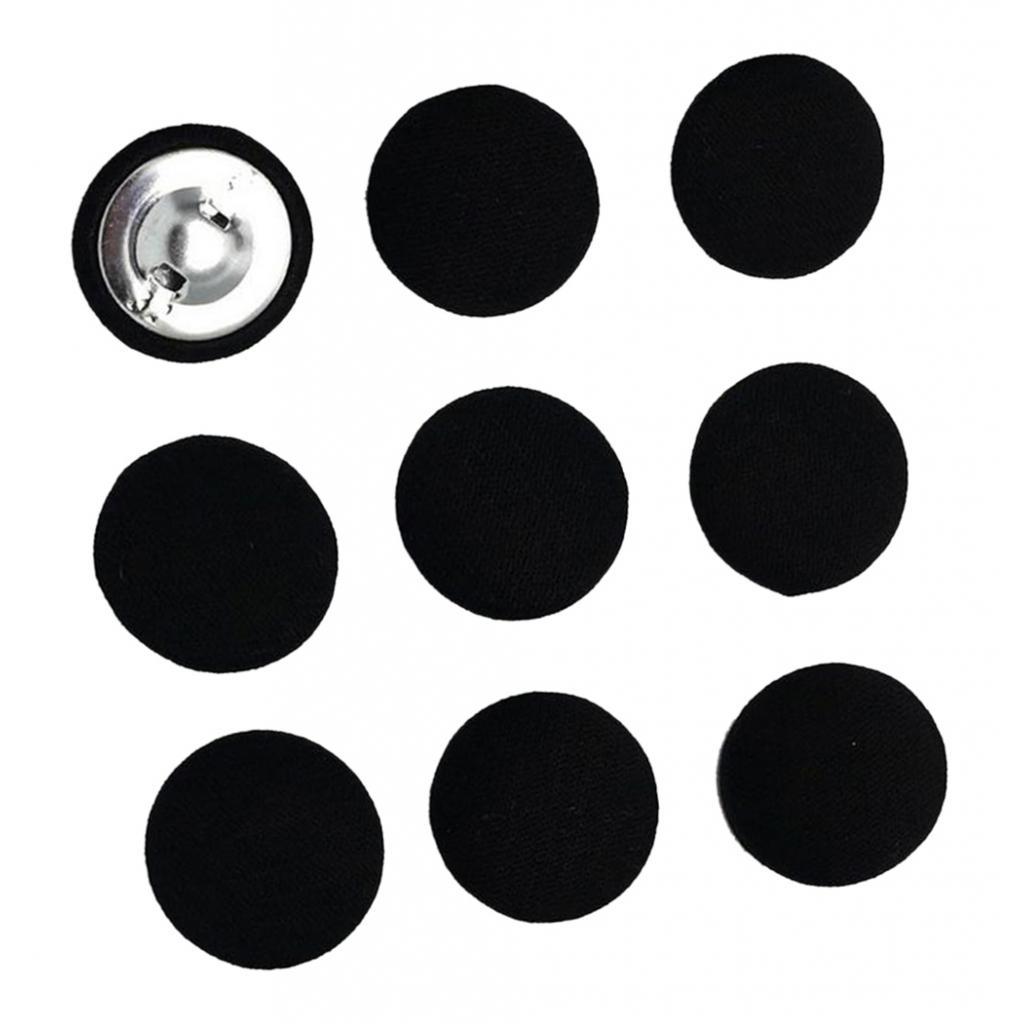 50pcs Black Fabric Covered Buttons Cardmaking Bag Decor Sewing Fastener 20mm