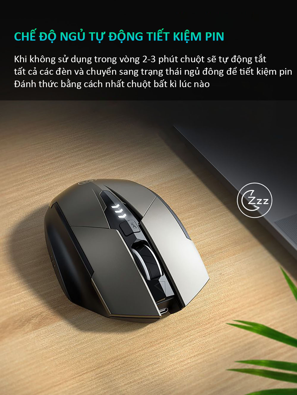 ￼Chuột gaming không dây bluetooth sạc pin TEKKIN INPHIC M6P cho game thủ chơi game chuyên nghiệp kết nối Wireless 2.4G - hàng chính hãng