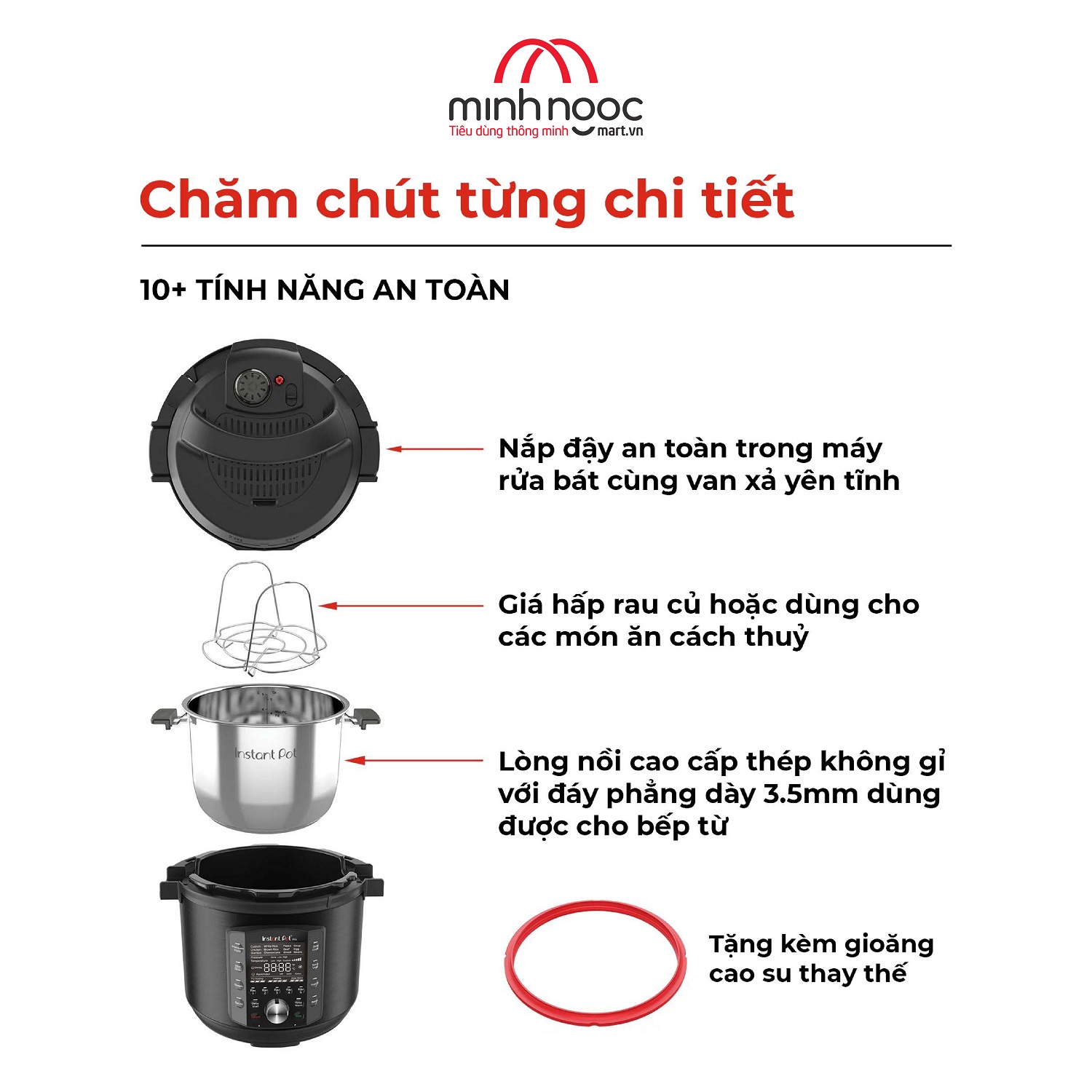 [ Hàng chính hãng Instant Pot ] Nồi áp suất điện đa năng Instant Pot Pro 10-in-1, Dung tích 5.7 Lít, 10 tính năng trong 1 (10-in-1)