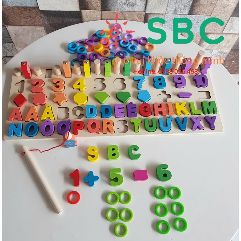 Bảng chữ cái chữ số hình học câu cá tập đếm 6 trong 1 cho bé chơi không biết chán