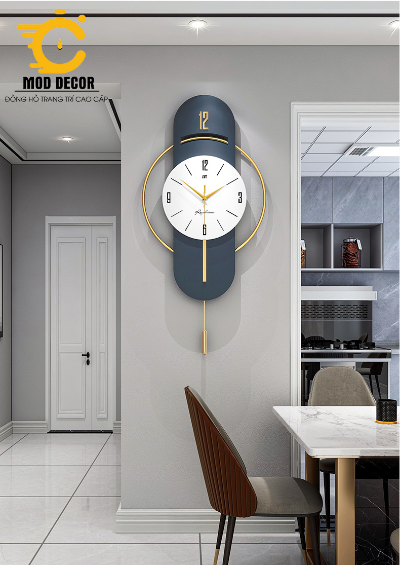 Đồng hồ treo tường trang trí decor Bắc âu phong cách đơn giản, sang trọng 2145-42