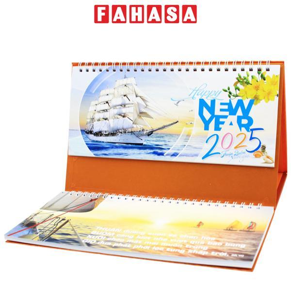 Lịch Bàn 2025 Có Note - Thuận Buồm Xuôi Gió - Văn Lang VL-LB14 - Đế Màu Xanh