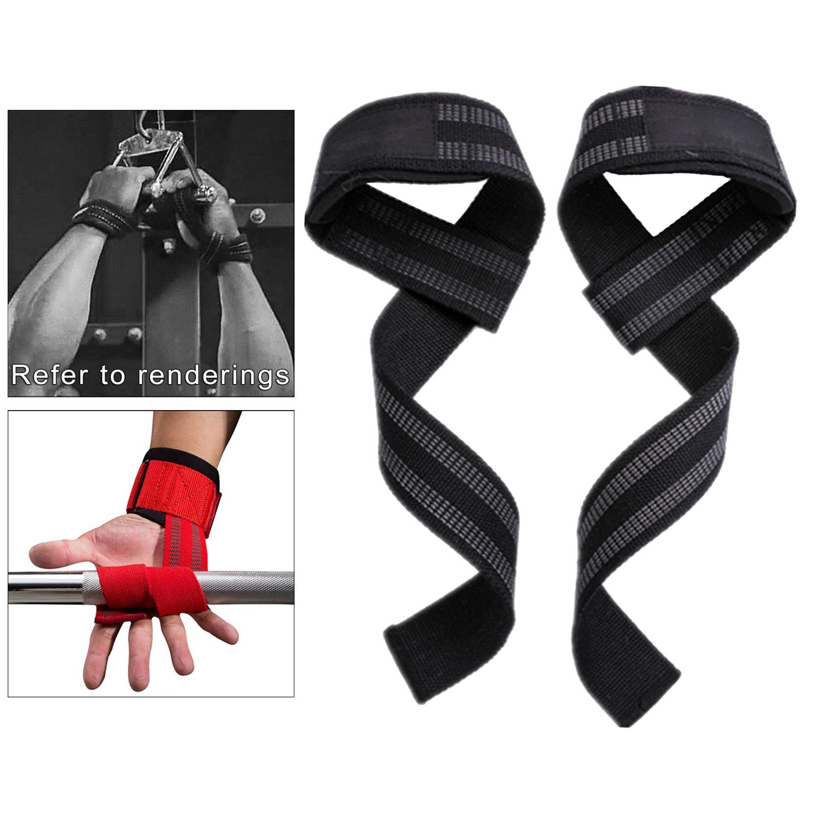 2Pcs Weight Lifting Straps Wrist Support Wraps Strength Adjustable