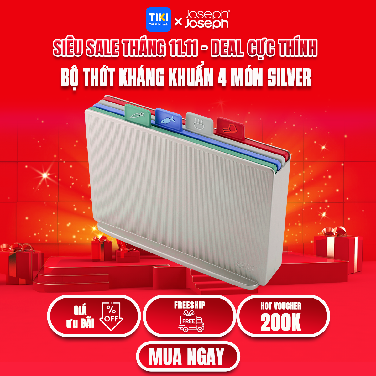Bộ thớt Joseph Joseph Xám Lớn-601510