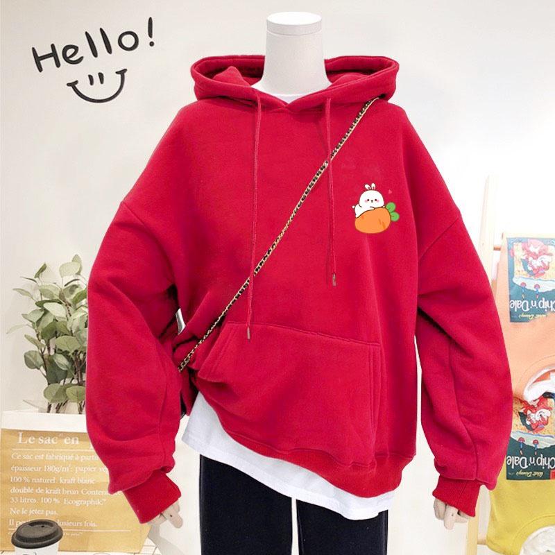 ÁO HOODIE UNISEX IN THỎ ÔM CÀ RỐT DỄ THƯƠNG