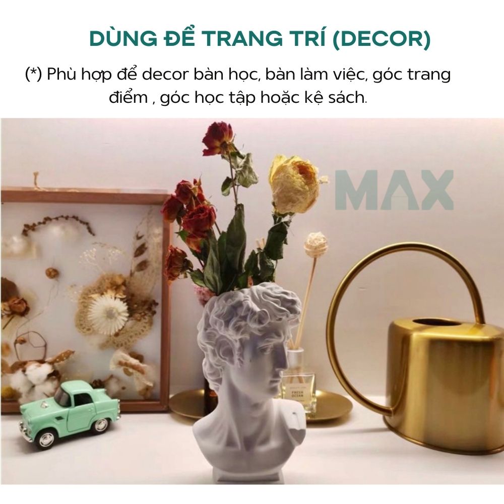 Mô hình đầu tượng David, tượng đầu người bằng nhựa thạch cao trắng dùng trang trí decor, tập vẽ kí họa,DIY