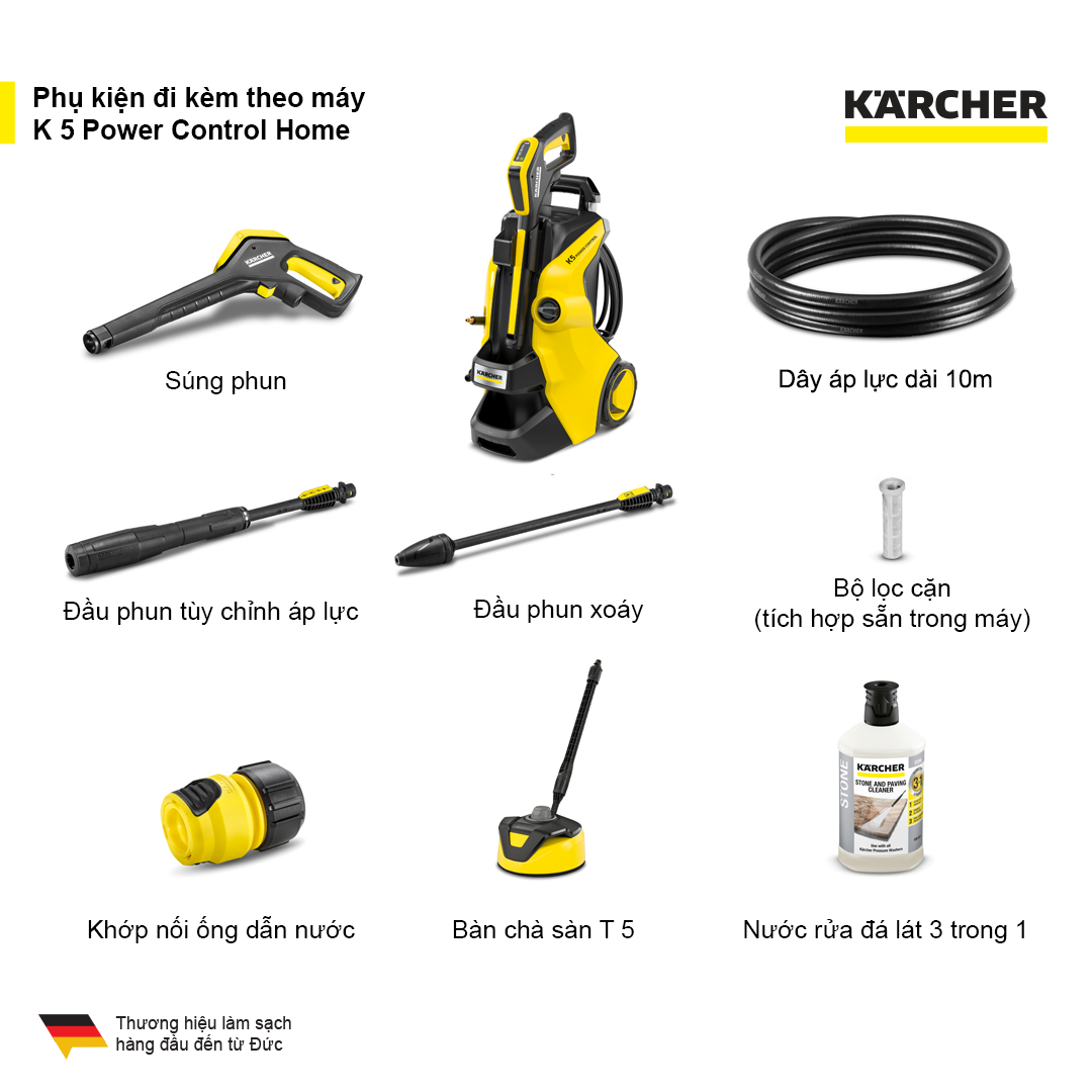 Máy xịt rửa xe cao áp Karcher K5 Power Control Home động cơ từ 2100w