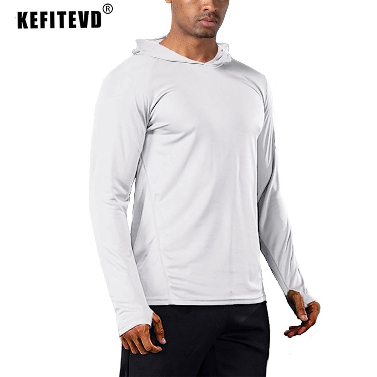 KEFITEVD Quick Dry Nam UPF 50 Áo thun dài tay Chống nắng/UV Áo thun đi bộ đường dài ngoài trời Áo chống nắng Áo sơ mi Áo hoodie nam Color: Mint Green Size: CN S