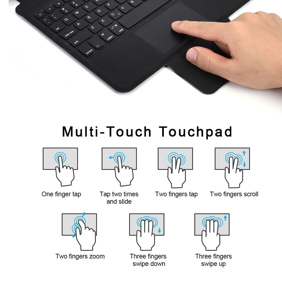 Case bao da bàn phím không dây Bluetooth trang bị touchPad cho iPad Pro 11 2021 Chip M1 / 2020 / Air 4 hiệu CHOETECH BH-012 (cảm ứng mượt mà, gập nhiều hướng, có ngăn đựng bút cảm ứng) - hàng nhập khẩu