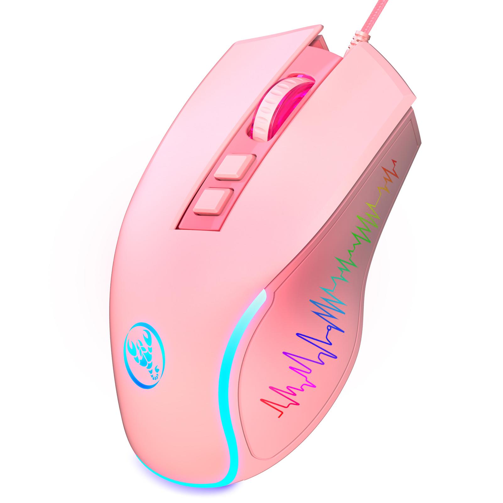 HXSJ X100 Wired Gaming Mouse Ergonomic Gaming Office Mouse 7-color Breathing Light Effect 4-gear Adjustable DPI