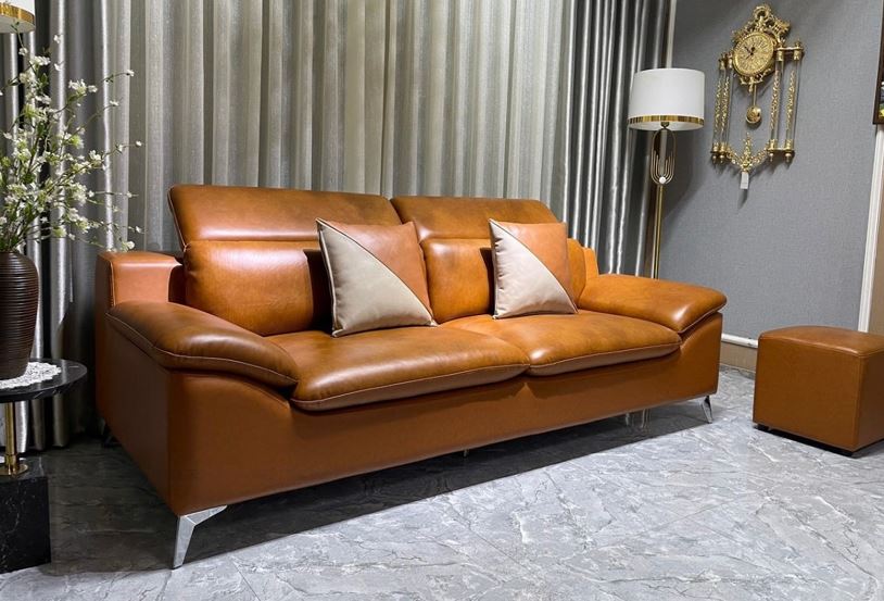 Sofa góc L da bò Italy Juno sofa màu nâu – SFLCT08 2m6 x 1m8 hàng cao cấp chuẩn da bò nhập khẩu Ý