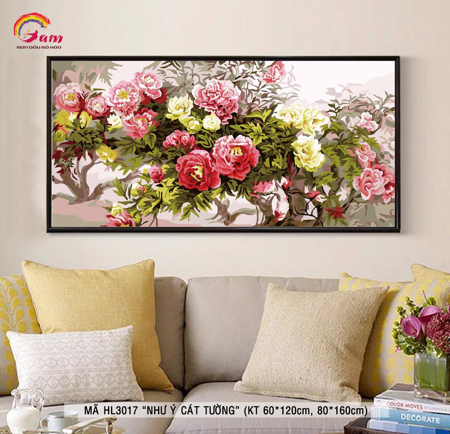 Tranh sơn dầu số hóa tự tô màu Gam HL3017 60x120cm không khung