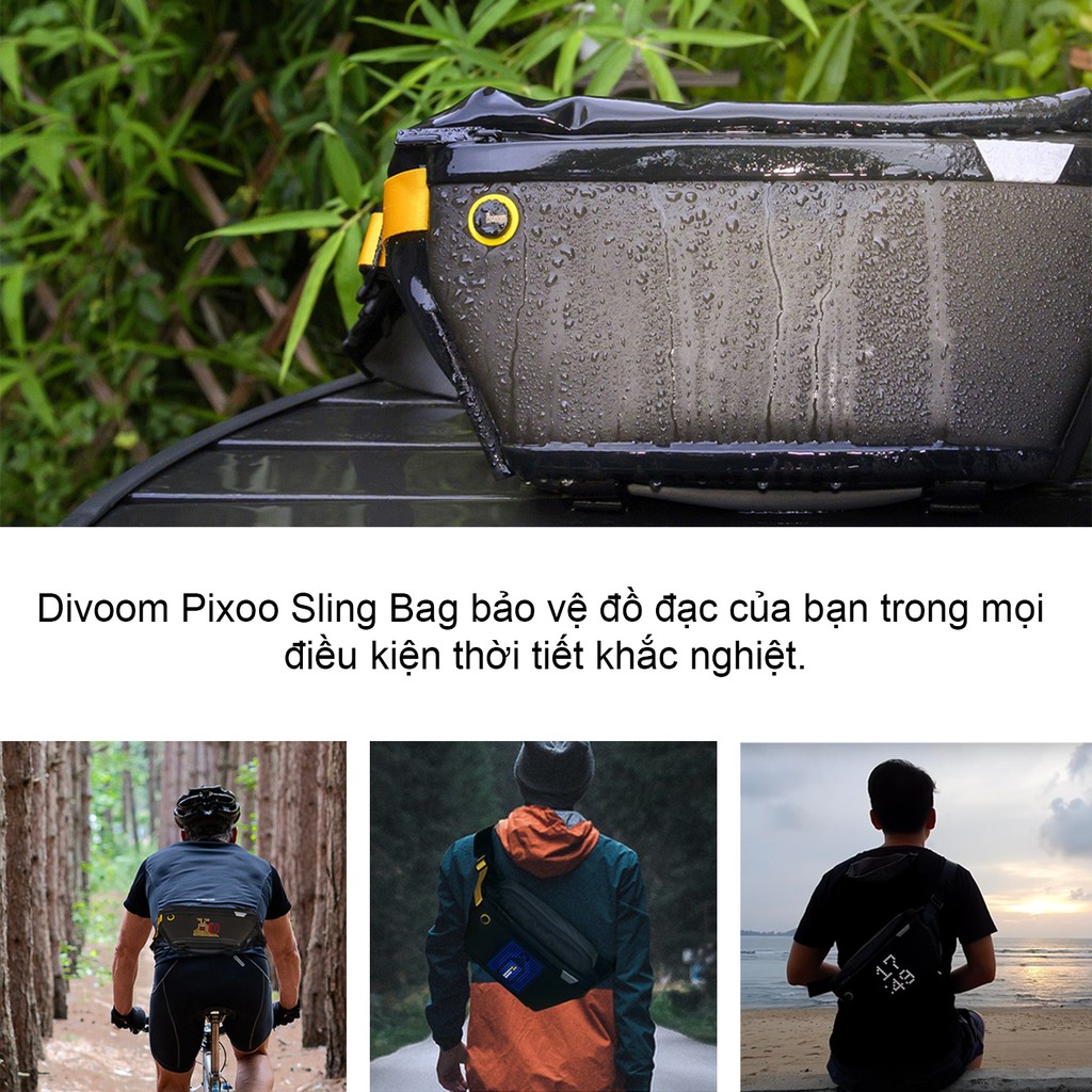 Túi đeo chéo chống nước Divoom Pixoo tích hợp màn hình LED - Chính hãng