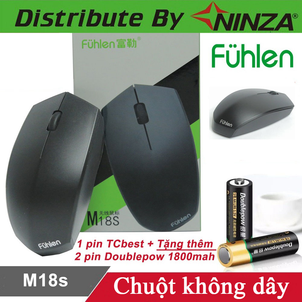 Chuột không dây Fuhlen M18s tặng kèm 2 viên pin Alkaline - Hàng chính hãng