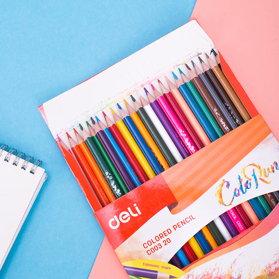 Bút chì màu Deli - 12 màu/18 màu/24 màu/36 màu - 1 hộp - EC00300/EC00310/EC00320/EC00330