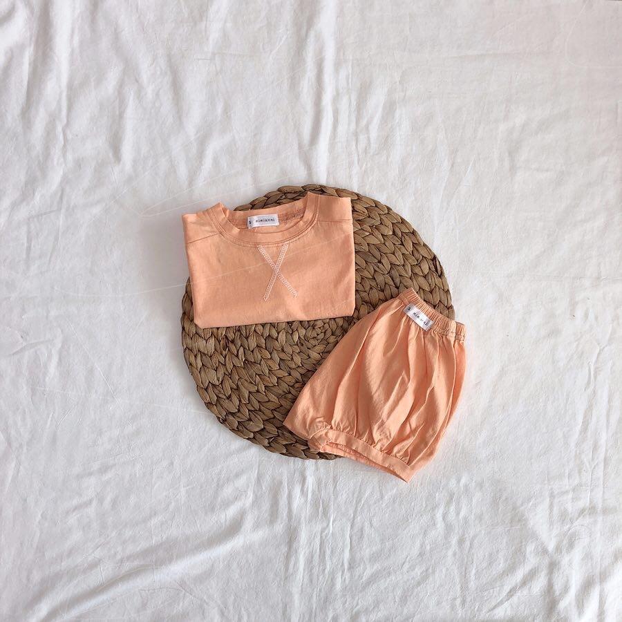 MILANCEL Mùa Hè 2021 Cho Bé Bộ Quần Áo Thun Hàn Quốc Nữ Tay Ngắn Rời Áo Thun Và Quần Short 2 Chiếc Phù Hợp Với