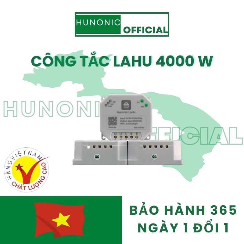 Công tắc wifi Lahu 4000W Hunonic dùng cho máy bơm, bình nóng lạnh Công tắc điều khiển từ xa qua điện thoại