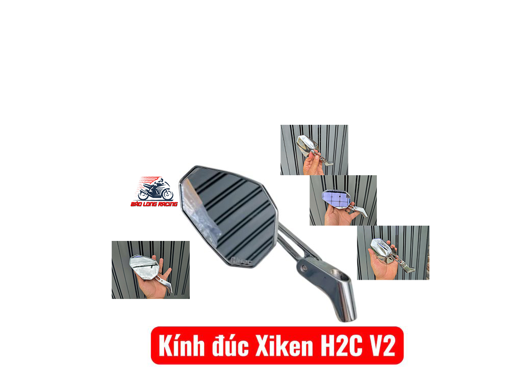 Kính nhôm Đúc xiken H2C V2 chân 10 li gắn xe máy