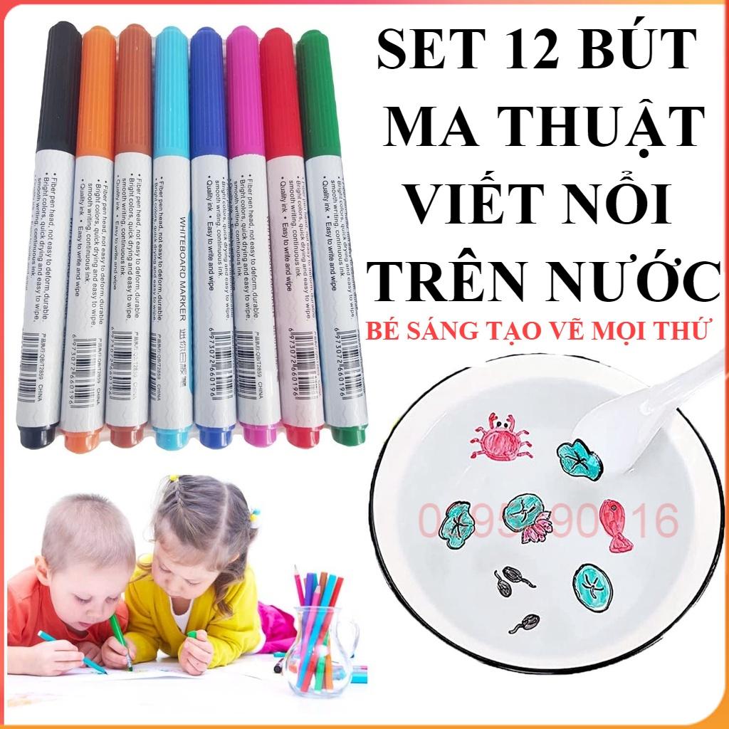 Combo 6 Bút vẽ nước ma thuật, vẽ hình nổi trên mặt nước, dùng được trên bảng trắng, đồ chơi giáo dục sớm cho trẻ em - 12 BÚT