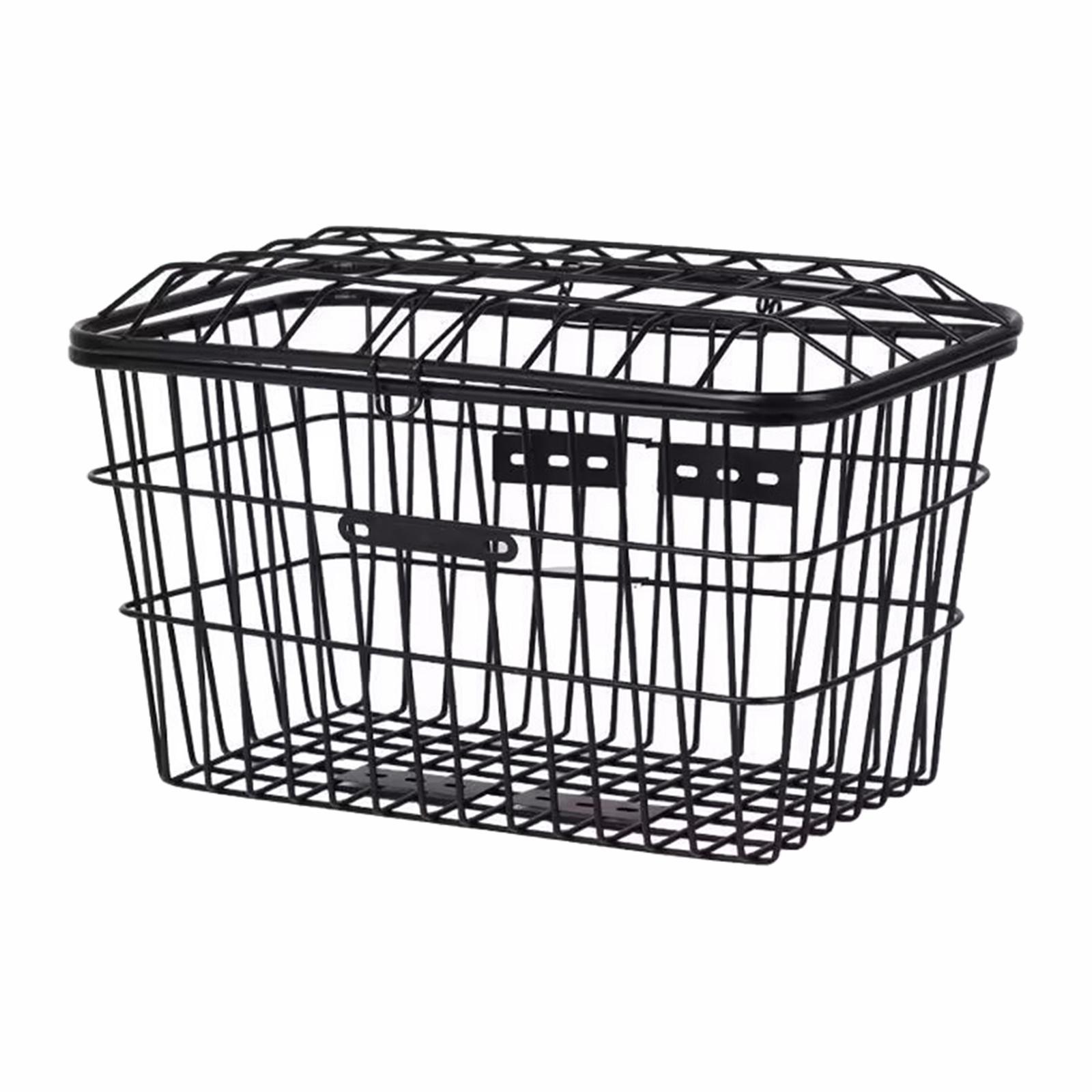Bike Rear Basket Bike Storage Basket Black Holder Container Holding Water Bottle, Toys, Snacks Universal with Cover Hanging Cycling Baskets