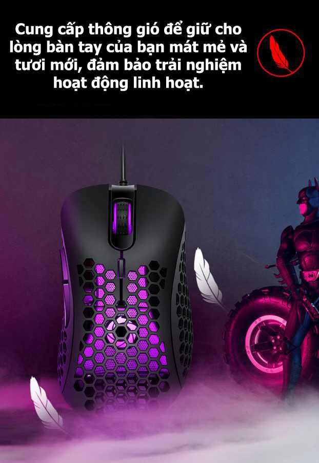Chuột Chuyên Game FRIWOL V18 Thiết kế kiểu tổ ong rỗng - Hàng Chính Hãng
