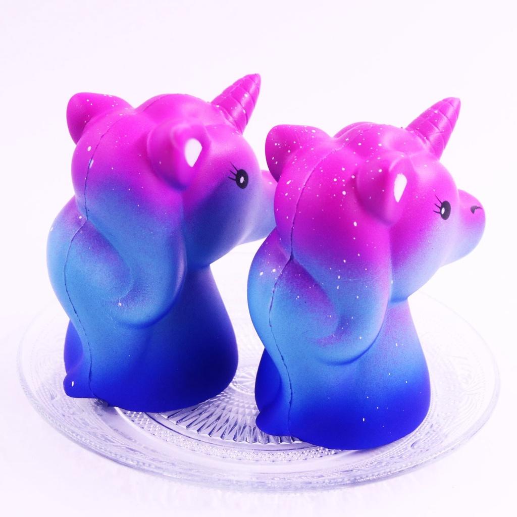 Squishy Lớn JUMBO Hình ngựa 1 sừng khổng lồ màu xanh dương Đồ Chơi Xốp Giảm Stress Hình mềm mịn dễ Thương đàn hồi Cho Bé