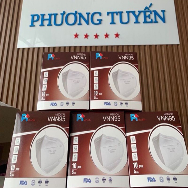 Khẩu Trang Y tế VNN95 PT Mask, 5 Lớp, Kháng Khuẩn, Chống Bụi Siêu Mịn PM2.5, Màu Trắng - Đạt Các Chứng Chỉ ISO 13485, ISO 9001, CE, FDA, TGA.