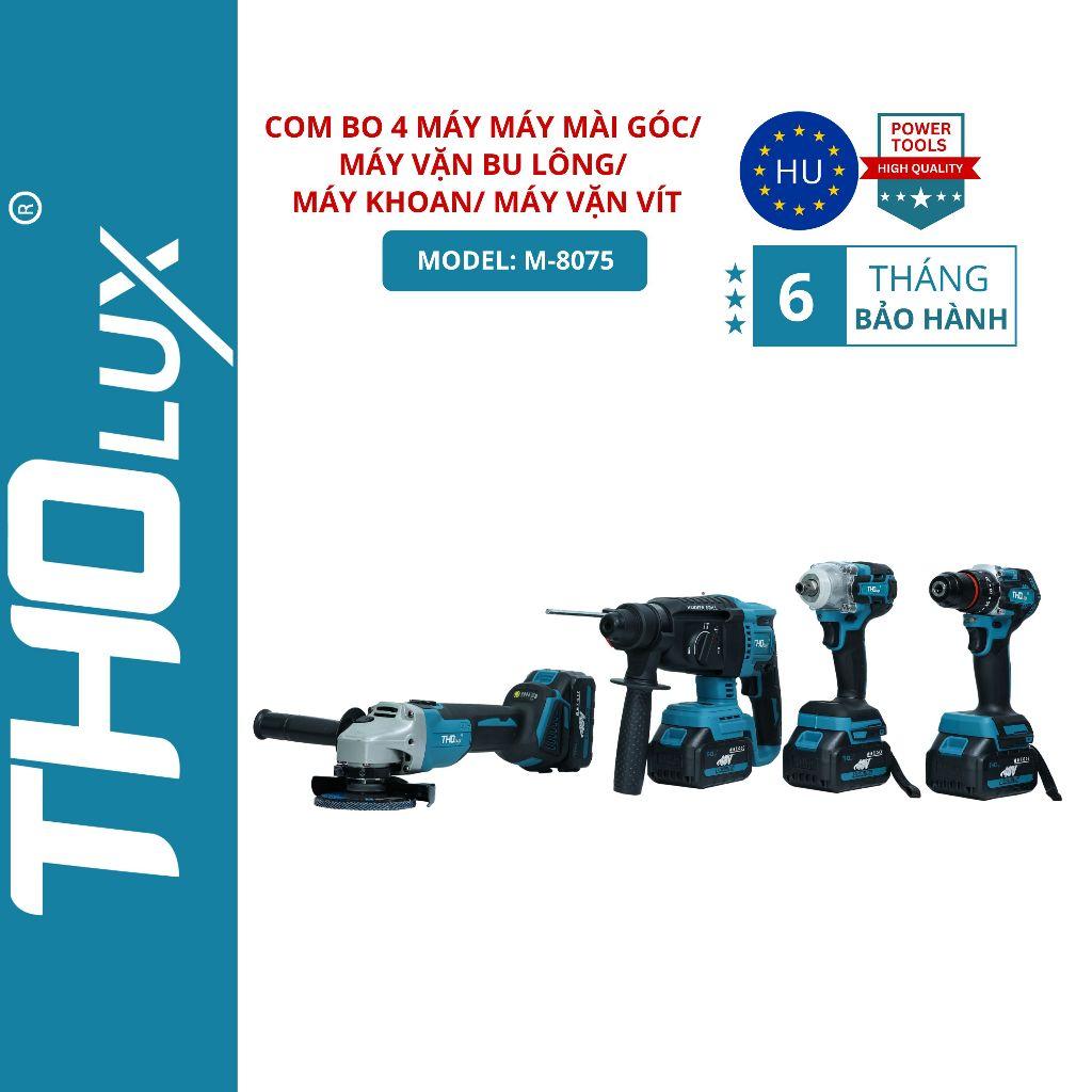 Combo 4 máy khoan, máy mài góc, máy vặn bu lông, máy vặn vít Không Chổi Than Tholux M-8075