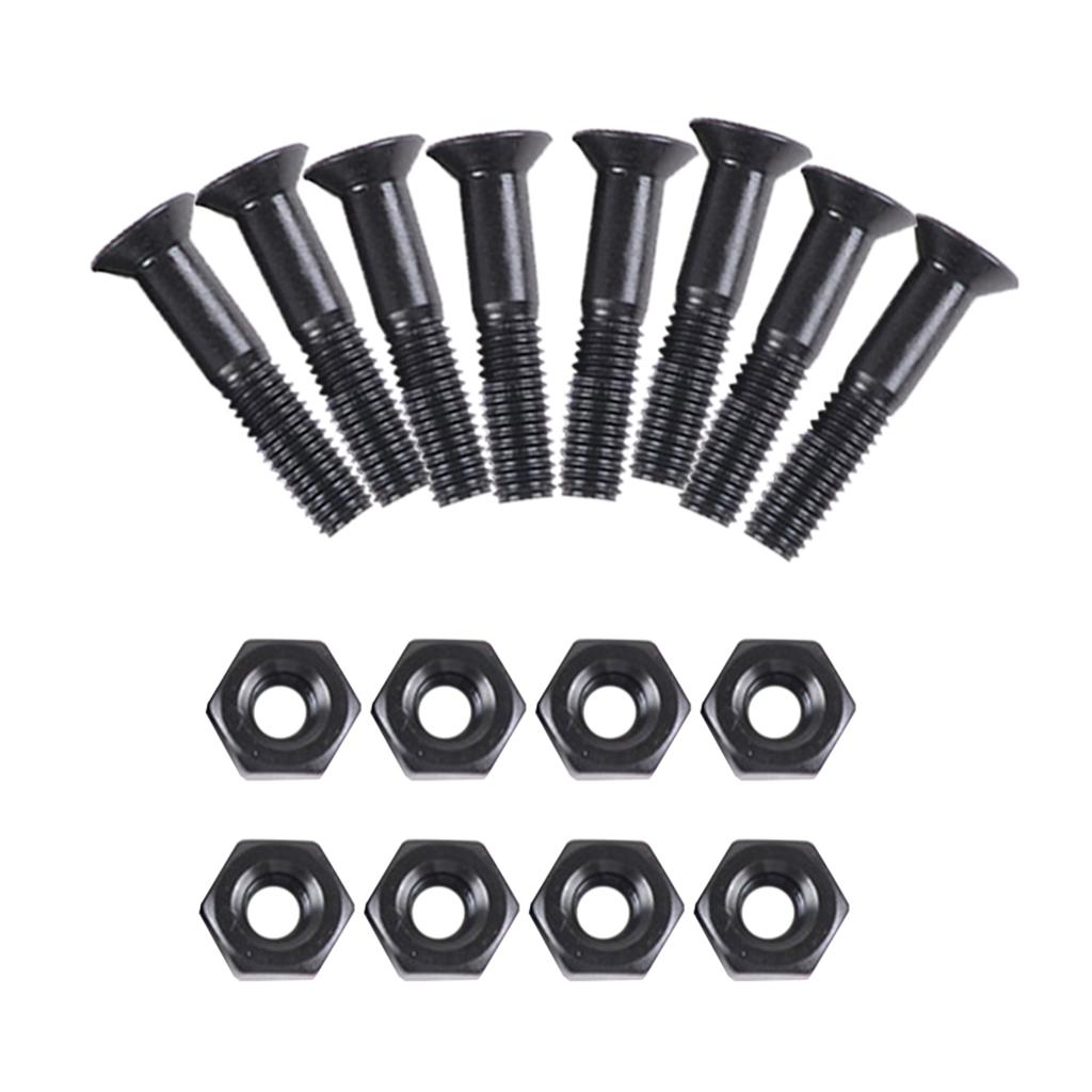 16 Pieces Skateboard Hardware Set, Carabon Steel Screws with Nuts, Replacement Spare Parts for Longboard Trucks Repair Rebuilding