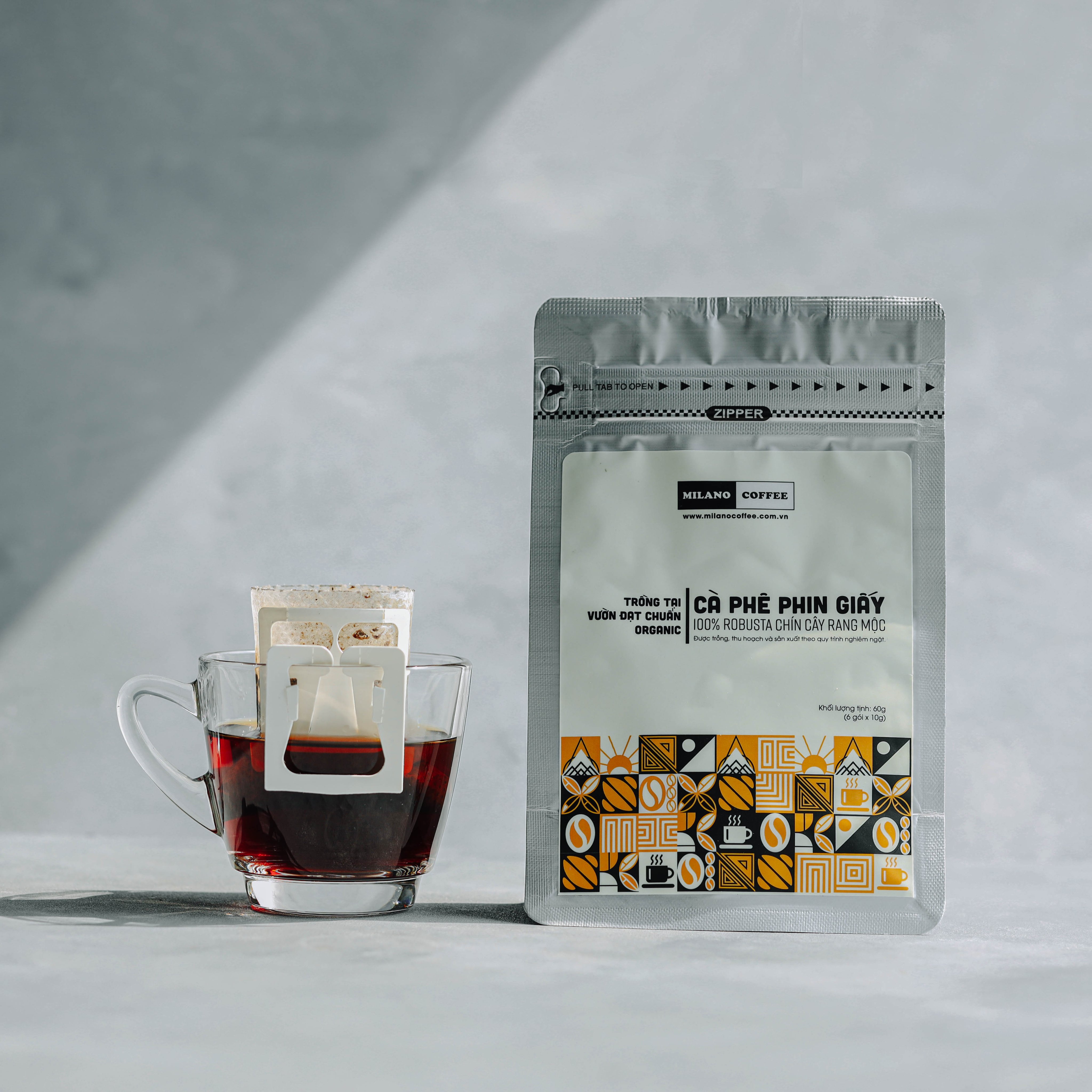 Cà phê phin giấy Robusta - Milano Coffee (10 gói / 60g)