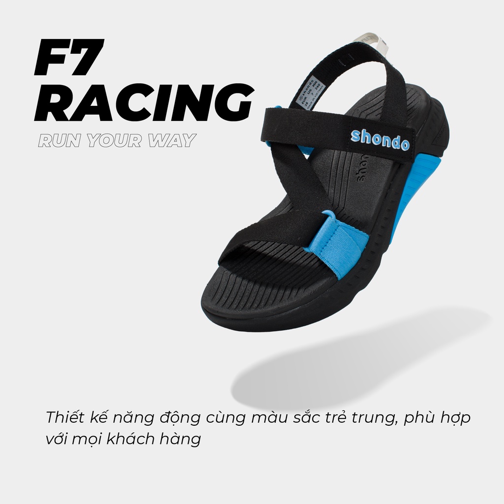 Giày Shondo Sandals Nam Nữ Shondo F7 Racing Đen Phối Xanh F7R1030