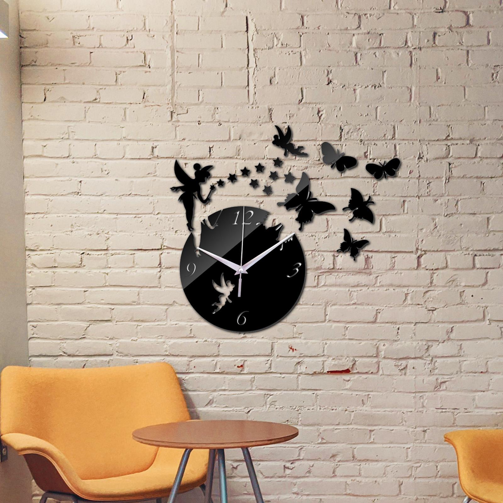 Wall Clock Stickers DIY Acrylic 3D Butterfly Wall Clock Mirror Mute Large Wall Clock Modern Design for Home Decoration
