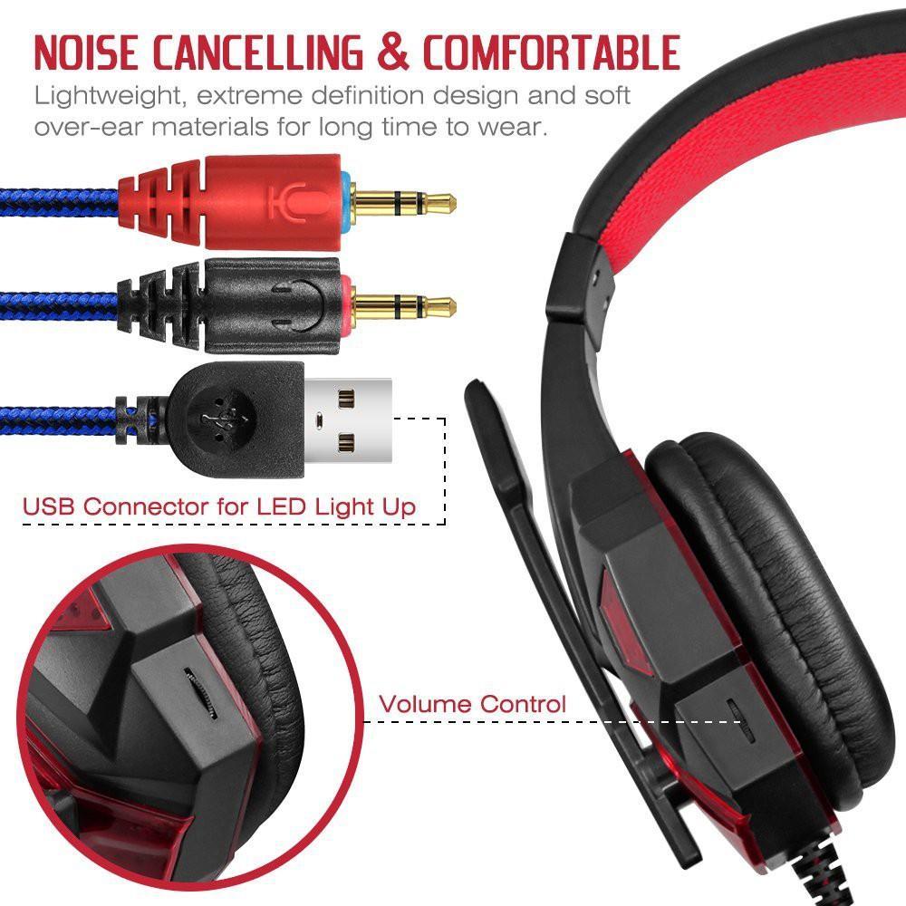 Tai nghe Plextone Pc780 3.5Mm có micro và đèn LED để chơi game cho điện thoại / máy tính xách tay