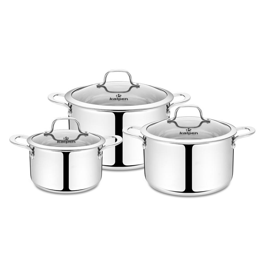 Bộ Nồi INOX 304 Cao Cấp 3 Lớp Liền Khối Kazler KZ1 Size 16-20-24cm Hàng Chính Hãng KALPEN-GIA DỤNG ĐỨC