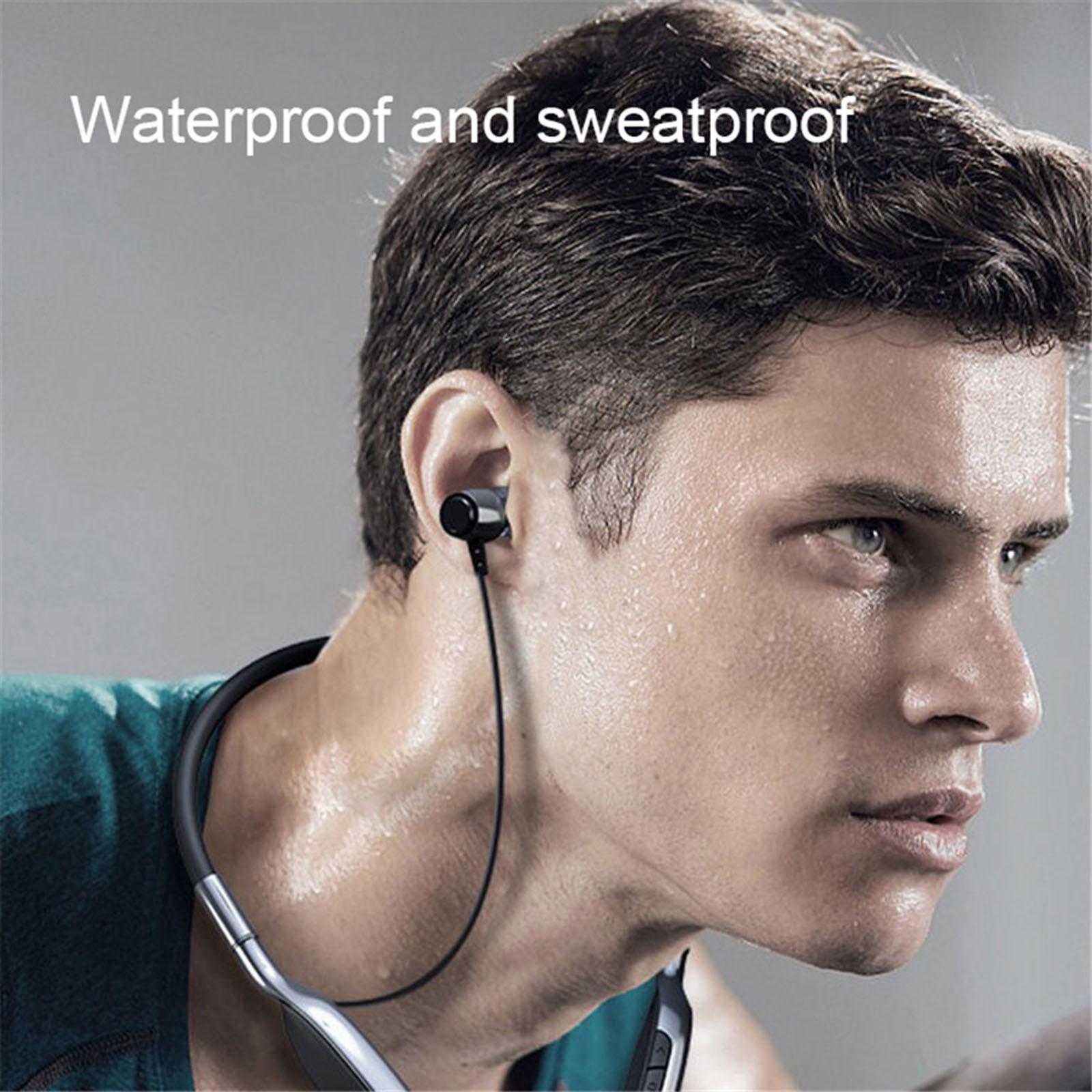 Gym Sport Earphones Wireless w/Mic Bluetooth Headphones for Home Office Red