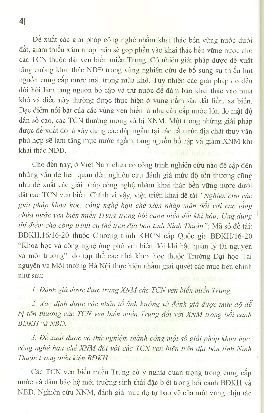 Xâm Ngập Mặn Các Tầng Chứa Nước Ven Biển Miền Trung Việt Nam